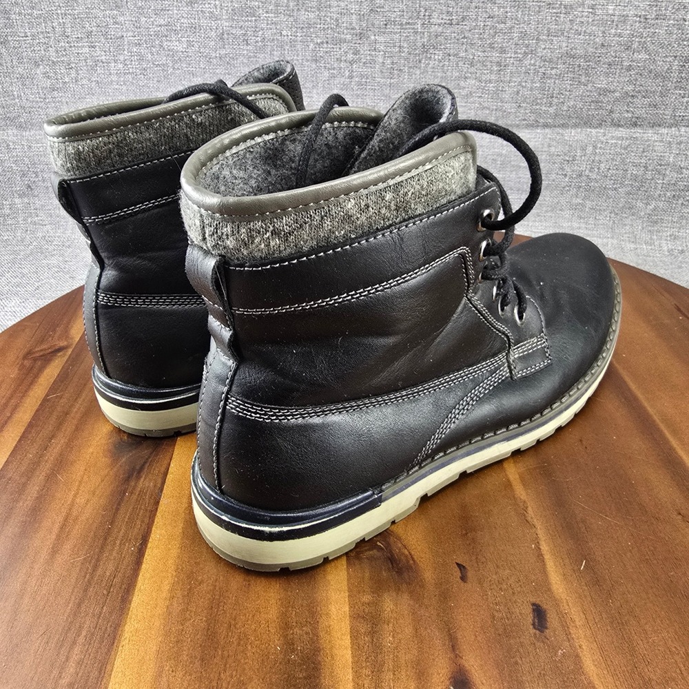 Mens Black Lace Up Ankle Boots Combat Style Round Toe Winter Casual Size 8.5 MED - Picture 7 of 14
